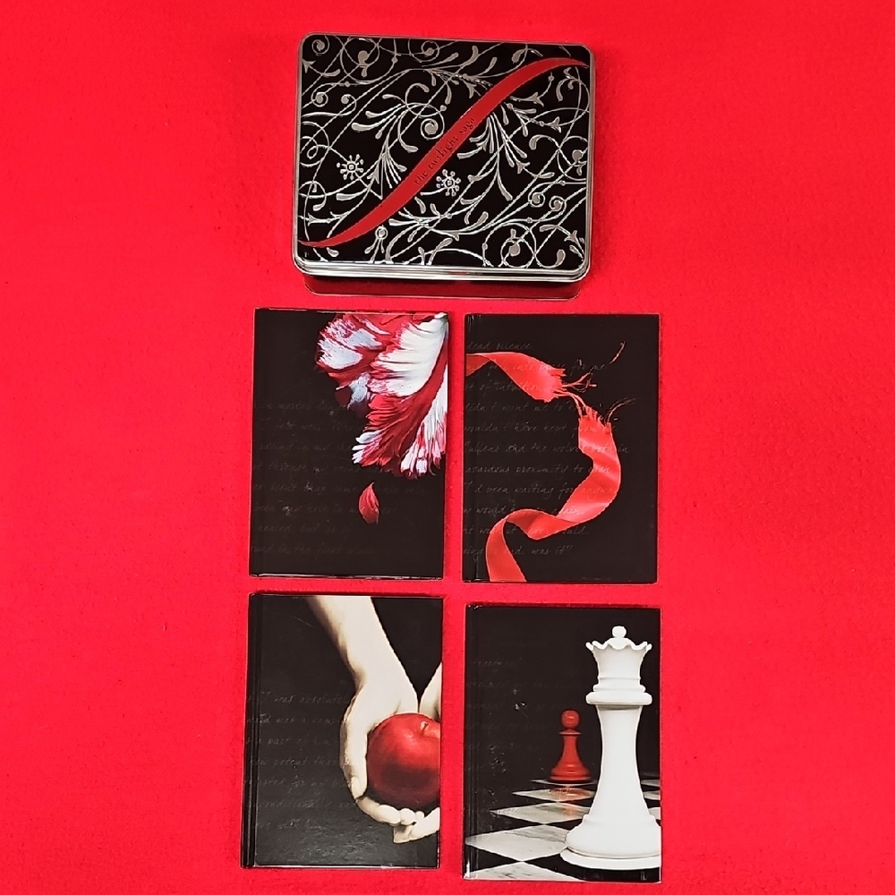 Decorative Black and Red Box with Four Teen Books From The Twilight Saga